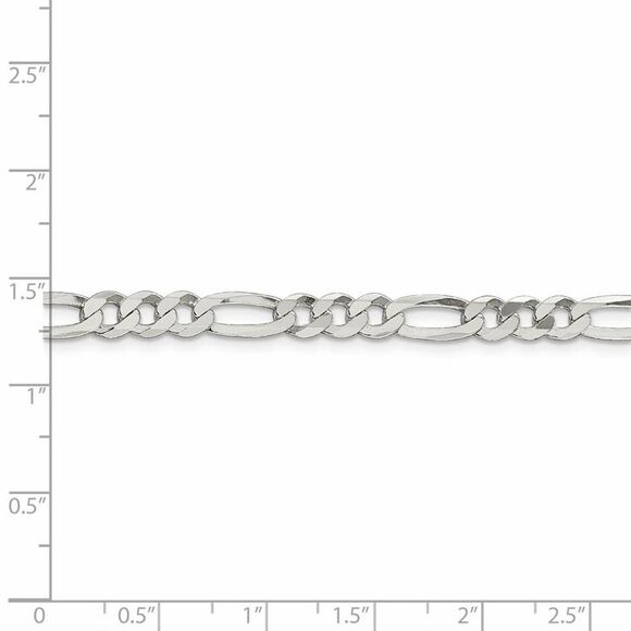 5.5mm Sterling Silver Flat Figaro Chain Necklace, 24 Inch - Picture 5 of 8